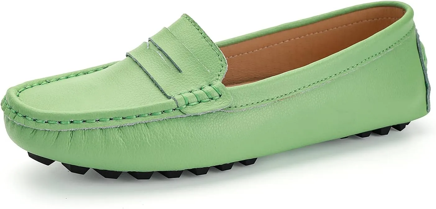 BEAUSEEN Women's Genuine Leather Penny Loafers Classic Driving Moccasins Casual Slip On Comfort Women Loafer Shoes