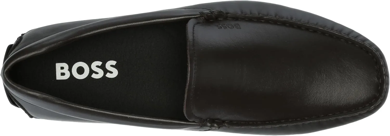 BOSS Men's Smooth Leather Slip on Drivers Loafer