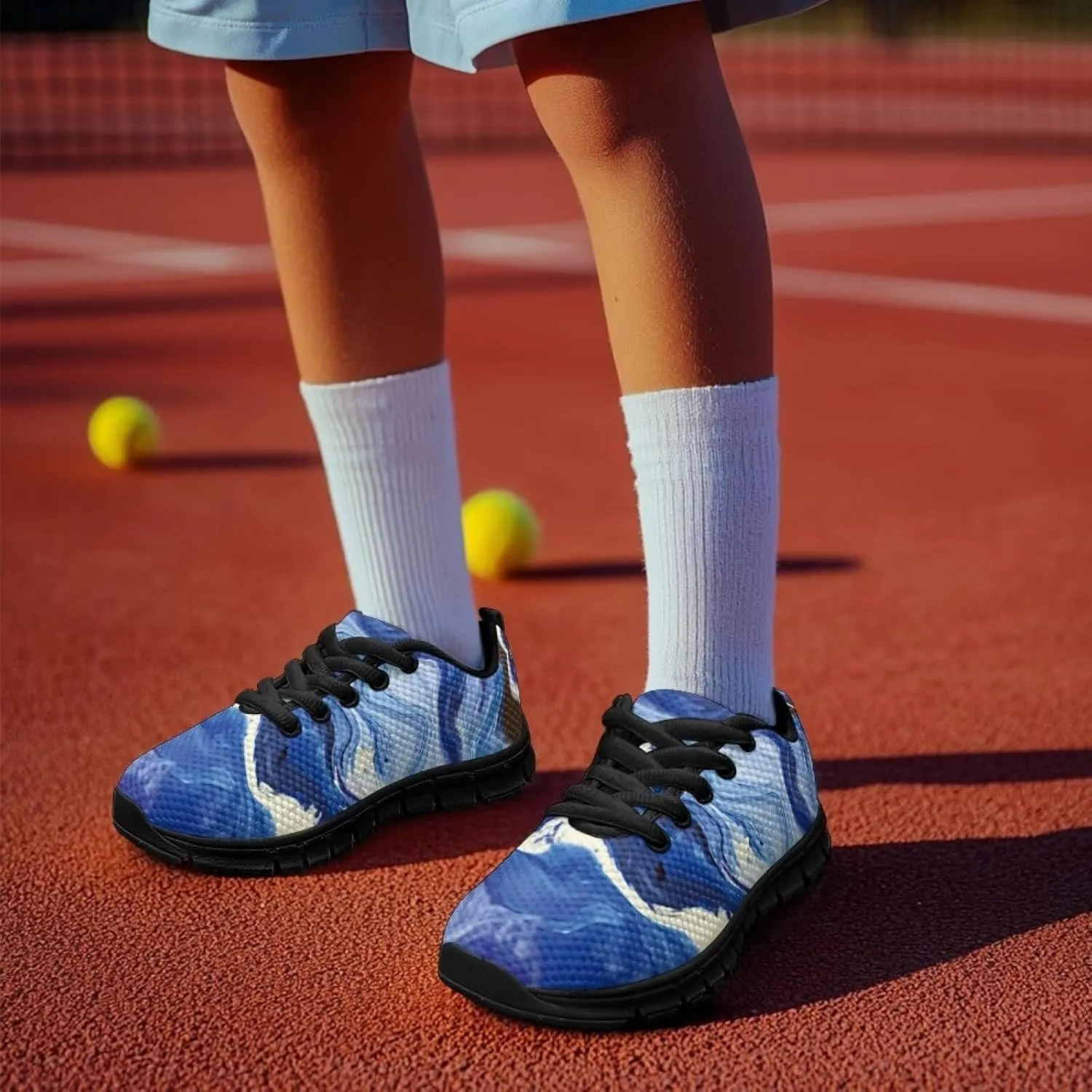 Boys Girls Shoes Non Slip Athletic Running Walking Kid Lightweight Lace Up Sneaker Breathable Mesh Upper Sport Shoe