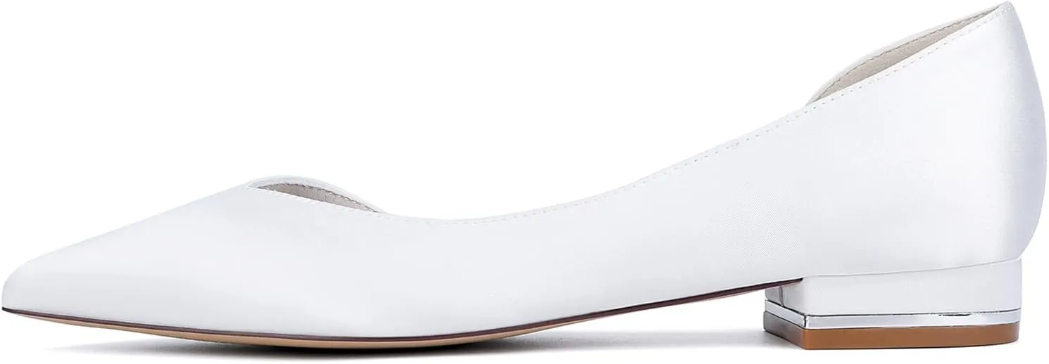 Bridal Women Wedding Shoes 2.5CM Ballet Flats Slip-On Pointed Toe Sandals for Comfortable Closed Toe Dress Shoes Casual Prom Party