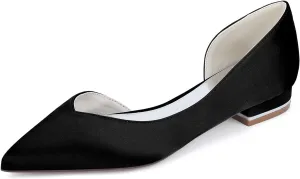 Bridal Women Wedding Shoes 2.5CM Ballet Flats Slip-On Pointed Toe Sandals for Comfortable Closed Toe Dress Shoes Casual Prom Party
