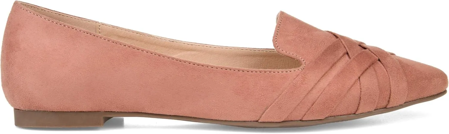 Brinley Co. Womens Pointed Toe Flat Blush, 10 Regular US