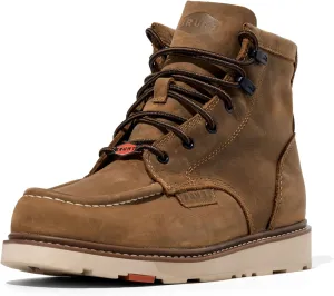 BRUNT Marin Unlined (Comp Toe) - Brown - 6" Lightweight Safety Toe Wedge Work Boot - EH Rated - Slip   Oil Resistant - Adjustable Width System
