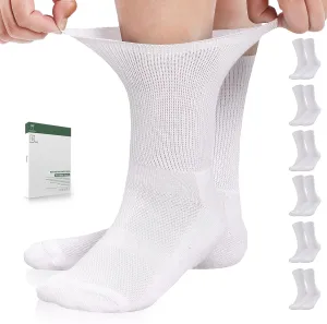 Bulinlulu Diabetic Socks for Men Women-6 Pairs Non Binding Diabetic Crew Seamless Socks for Men Size 9-12