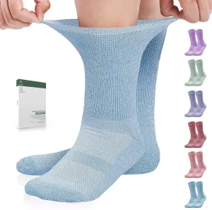 Bulinlulu Diabetic Socks for Men Women-6 Pairs Non Binding Diabetic Crew Seamless Socks for Men Size 9-12