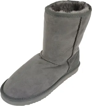 Bushga Ladies Genuine Sheepskin Mid Calf Short Boot (Black, Chocolate Brown, Grey, Chestnut, Purple)