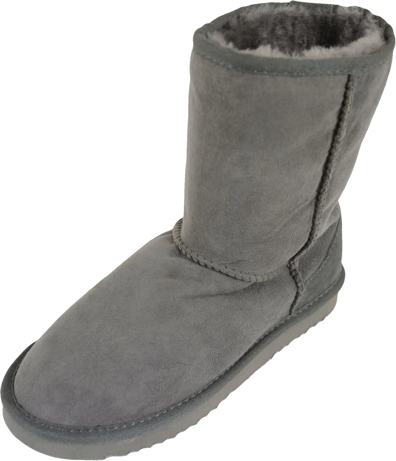 Bushga Ladies Genuine Sheepskin Mid Calf Short Boot (Black, Chocolate Brown, Grey, Chestnut, Purple)