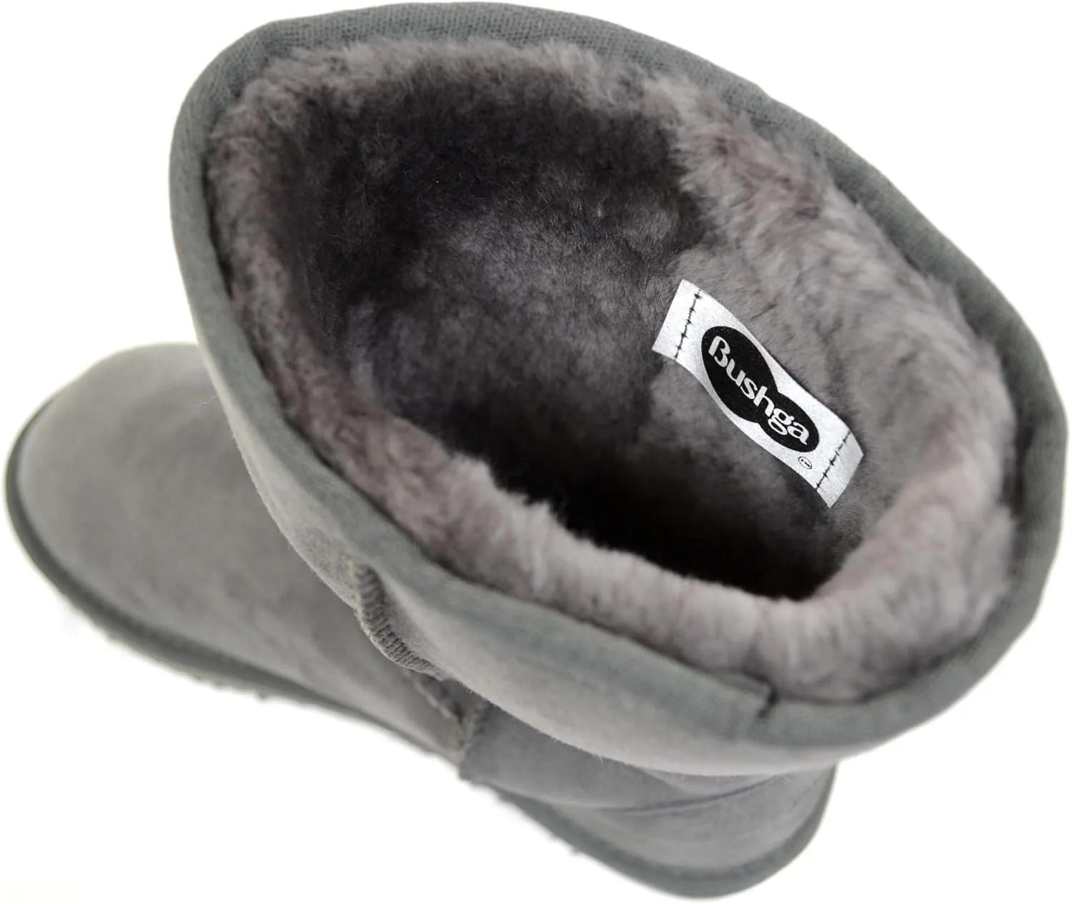 Bushga Ladies Genuine Sheepskin Mid Calf Short Boot (Black, Chocolate Brown, Grey, Chestnut, Purple)