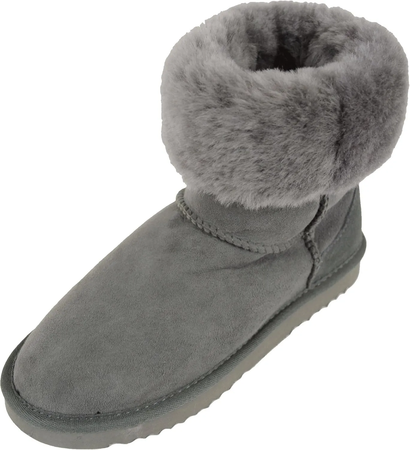 Bushga Ladies Genuine Sheepskin Mid Calf Short Boot (Black, Chocolate Brown, Grey, Chestnut, Purple)