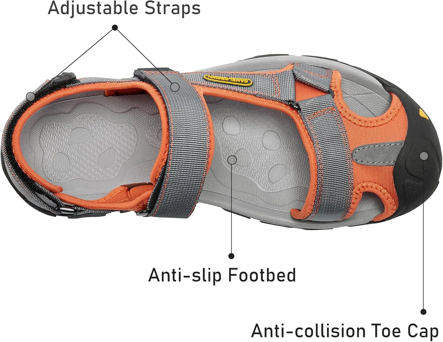 CAMEL CROWN Men's Waterproof Hiking Sandals Closed Toe Water Sandals Athletic Sport Sandals for Summer Outdoor Beach Wading Boat