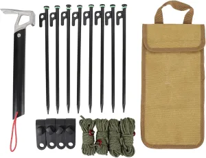 Camping Stakes,30cm with 4mm Outdoor Guy Lines, Heavy Duty Enhanced Stability for Outdoor Hiking Backpacking,Pack of 8 Luminous Tent Stakes (Khaki)