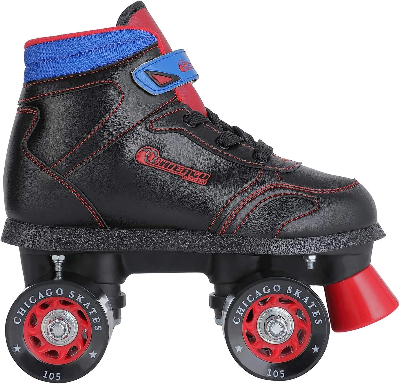 CHICAGO Boys Sidewalk Roller Skates – Black Youth Quad Skates, High-Top Boot, 60mm Polyurethane Wheels, Adjustable Trucks, Indoor & Outdoor Use
