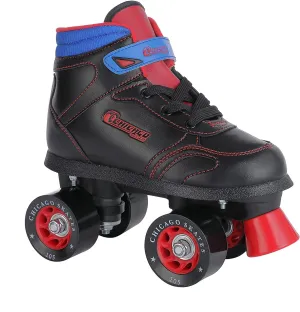 CHICAGO Boys Sidewalk Roller Skates – Black Youth Quad Skates, High-Top Boot, 60mm Polyurethane Wheels, Adjustable Trucks, Indoor & Outdoor Use