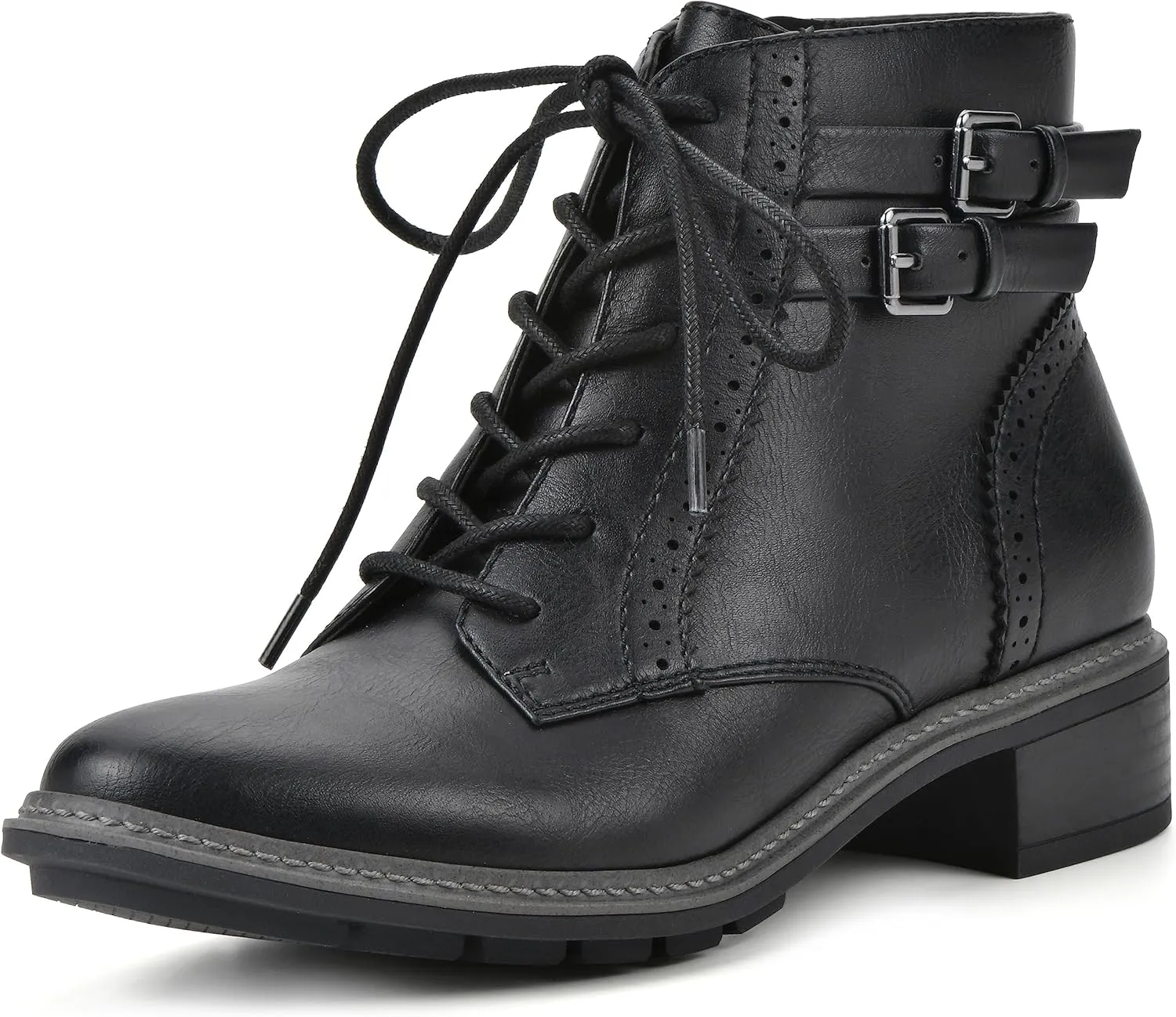 CLIFFS BY WHITE MOUNTAIN Women's Shoes Elibeth Stacked Heel Lace-Up Ankle Bootie