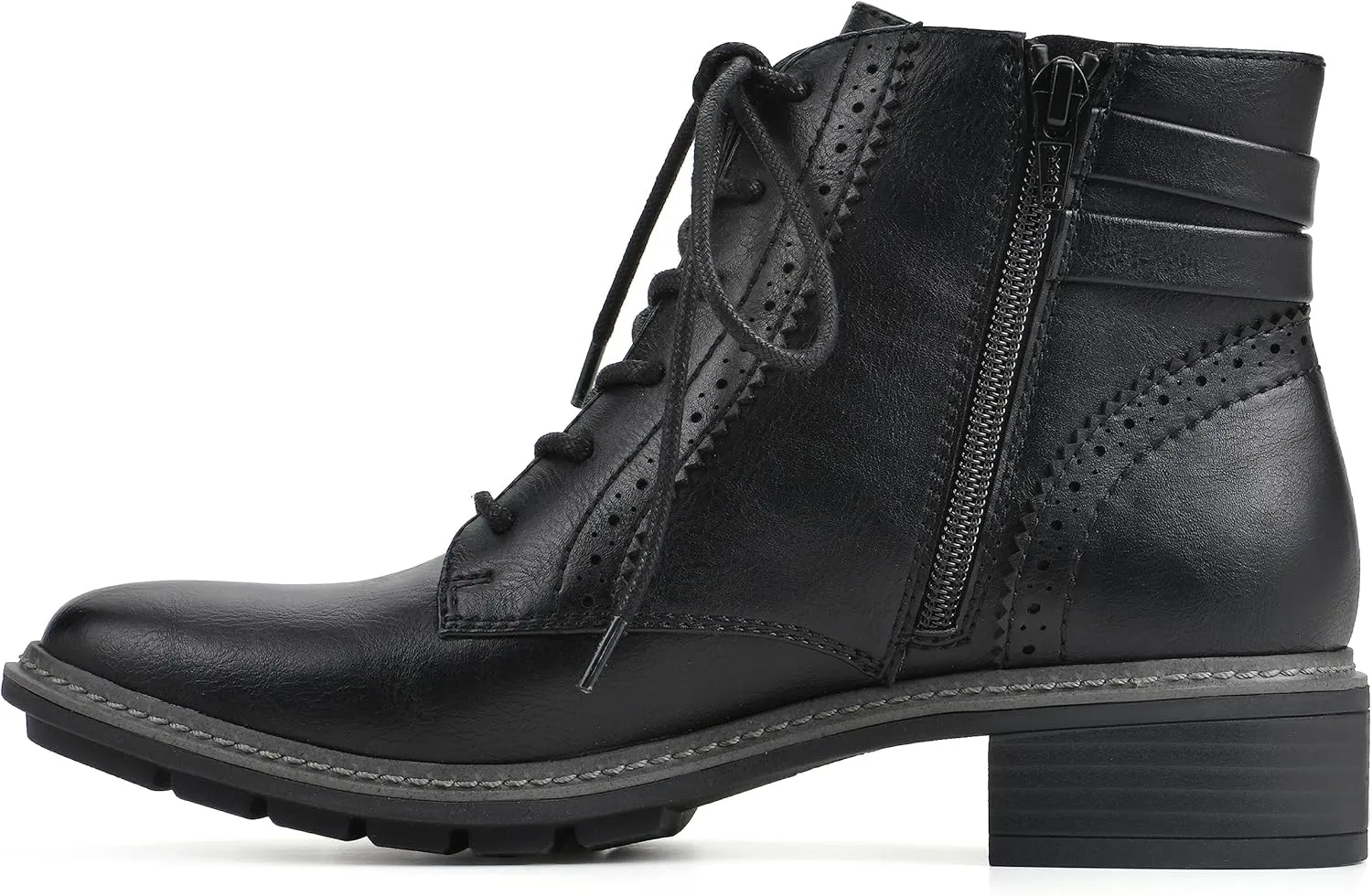 CLIFFS BY WHITE MOUNTAIN Women's Shoes Elibeth Stacked Heel Lace-Up Ankle Bootie