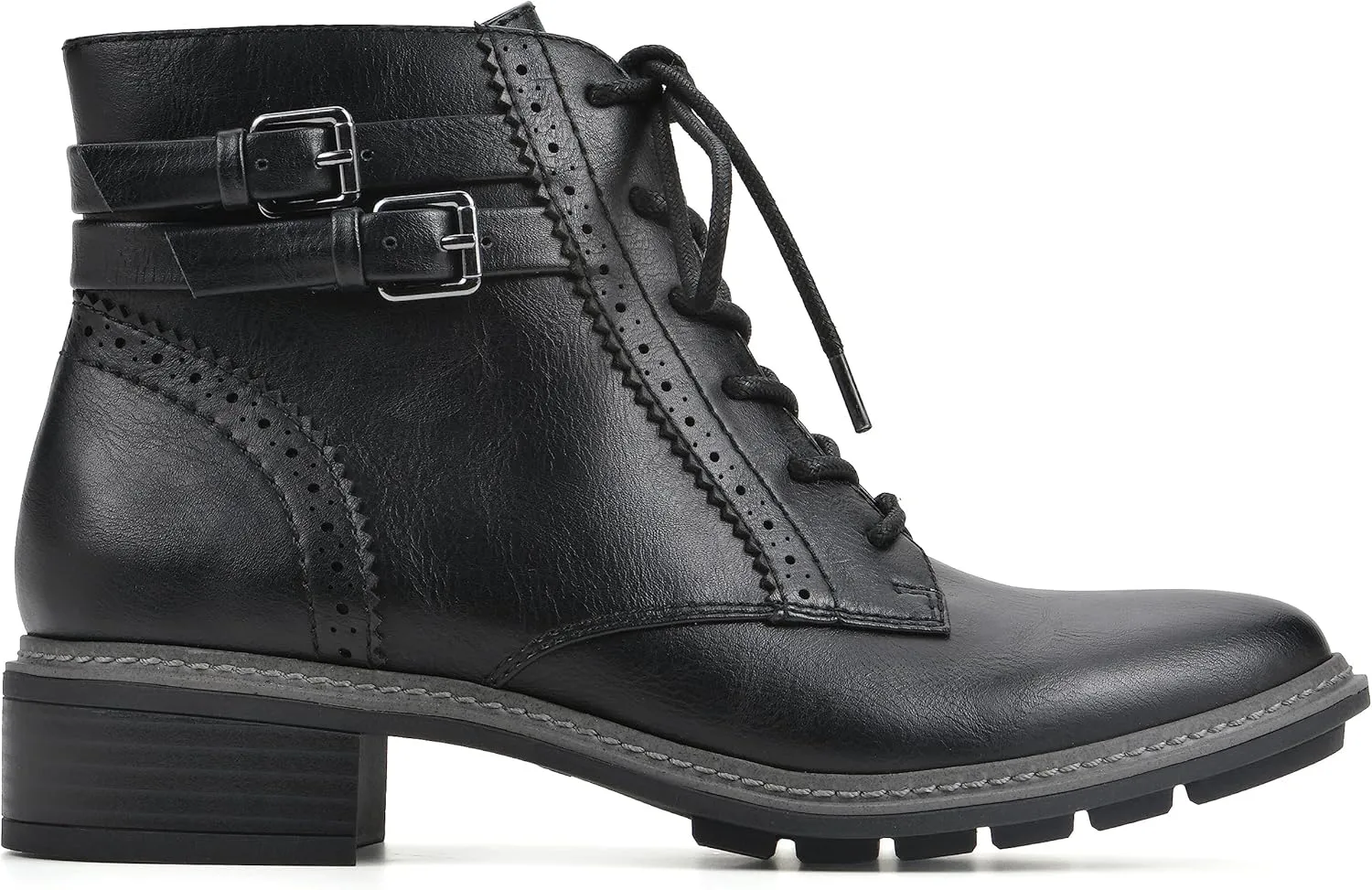 CLIFFS BY WHITE MOUNTAIN Women's Shoes Elibeth Stacked Heel Lace-Up Ankle Bootie