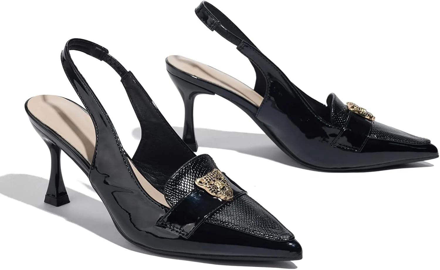 Closed Toe Heels Ankle Strap Dress Loafer Shoes for Women