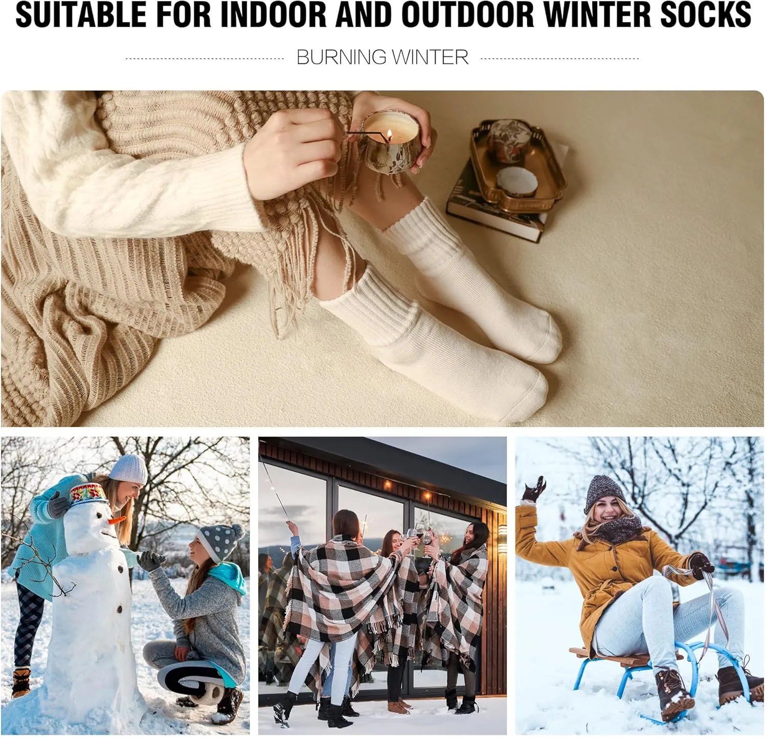CLOSEMATE Womens Thick Full Cushioned Thermal Warm Boot Socks for Winter 3 Pairs