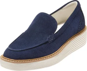 Cole Haan Women's Originalgrand Platform Venetian Loafers Flat, Midnight Moon Suede/Ivory, 10 Wide