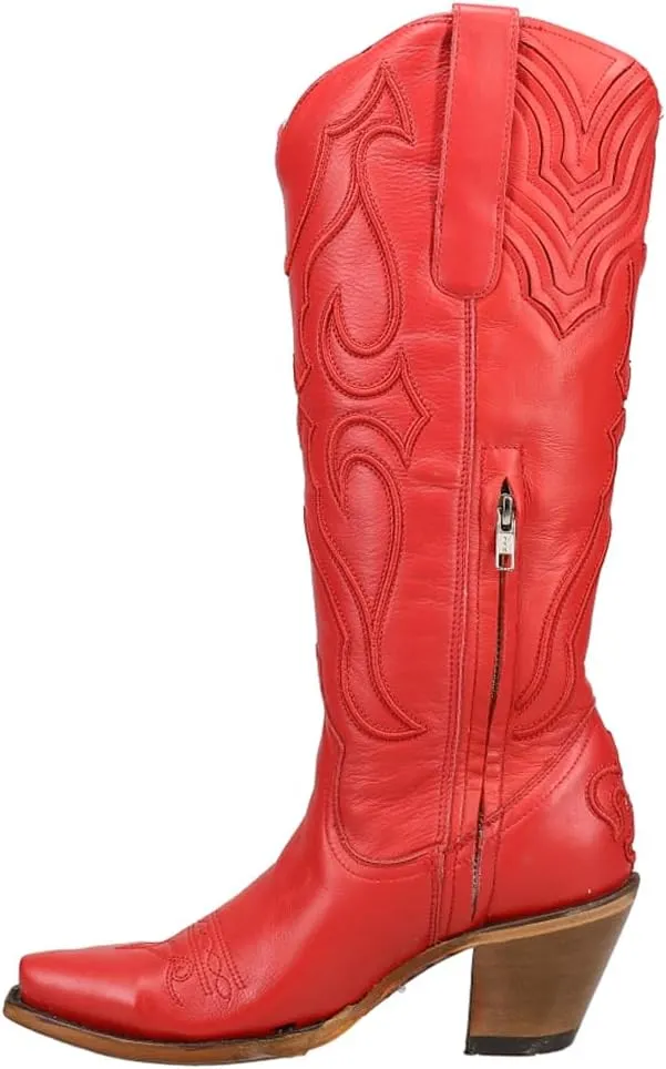 CORRAL LADIE'S PURE WHITE MATCHING STITCH PATTERN & INLAY PULLSTRAPS SNIP TOE, SNIP TOE, LEATHER SOLE, WESTERN, Z5074
