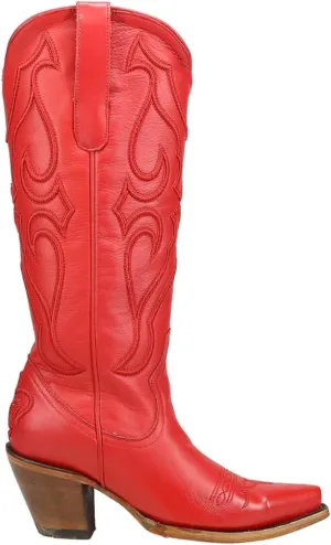 CORRAL LADIE'S PURE WHITE MATCHING STITCH PATTERN & INLAY PULLSTRAPS SNIP TOE, SNIP TOE, LEATHER SOLE, WESTERN, Z5074