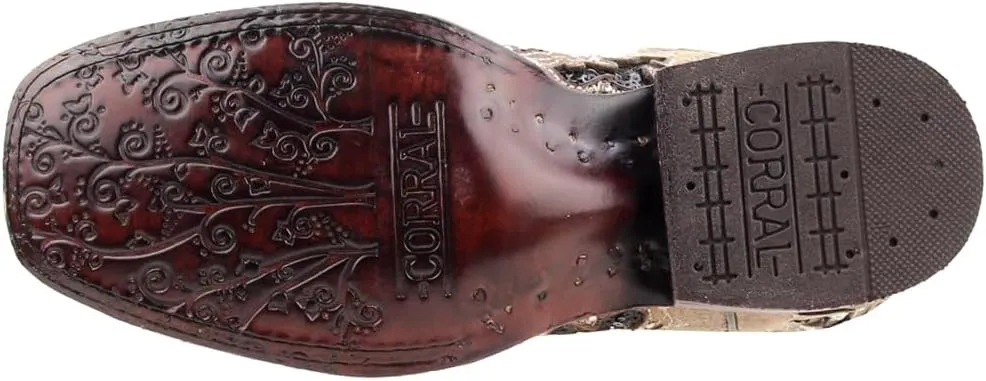 CORRAL Women's White Glitter and Crystals Cowgirl Boot Square Toe - A3397