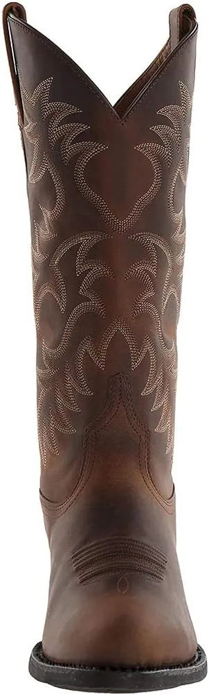 Cowboy Boots for Men Pointy Toe Men's Western Boots Cowgirl Boots Mid Calf Boots Knee High Embroidered Chunky Heel Boot