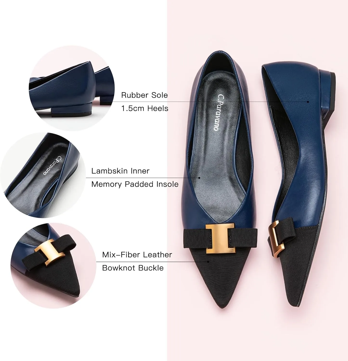 C.Paravano Women’s Flats I Flat for Women Leather I Pointed Toe Flats I Ballet Flats for Women I Slip on Dressy Flats