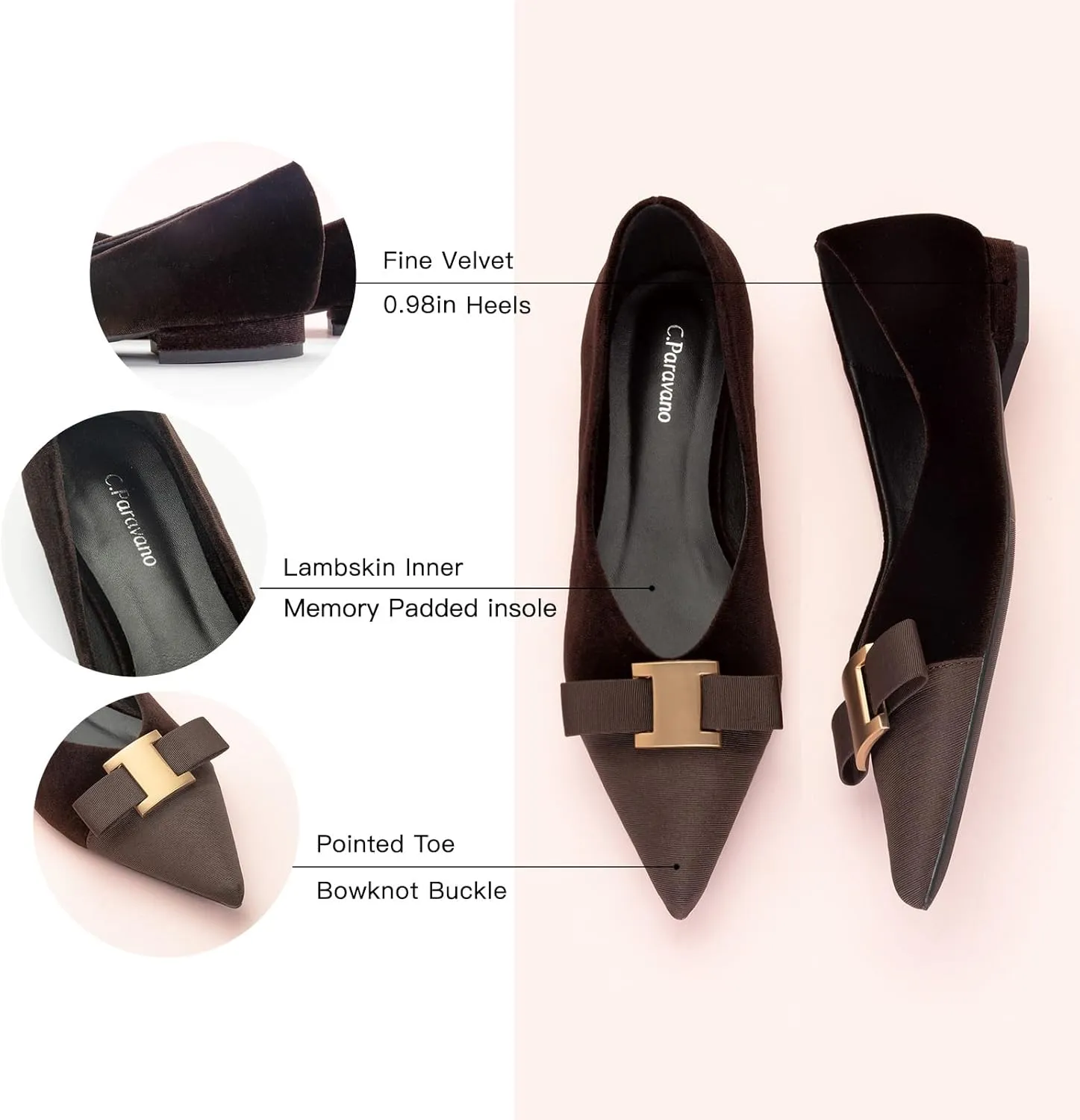 C.Paravano Women’s Flats I Flat for Women Leather I Pointed Toe Flats I Ballet Flats for Women I Slip on Dressy Flats