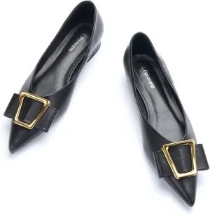 C.Paravano Women’s Pointed Toe Ballet Flats with Metal Buckle | Slip-On Dressy Flats for Women | Comfortable Work Flats | Office, Party, Wedding, Casual Wear Lightweight Women’s Flat Shoes
