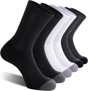 CS CELERSPORT 6 Pack Men's Cotton Athletic Crew Socks Full Cushioned Work Boot Socks