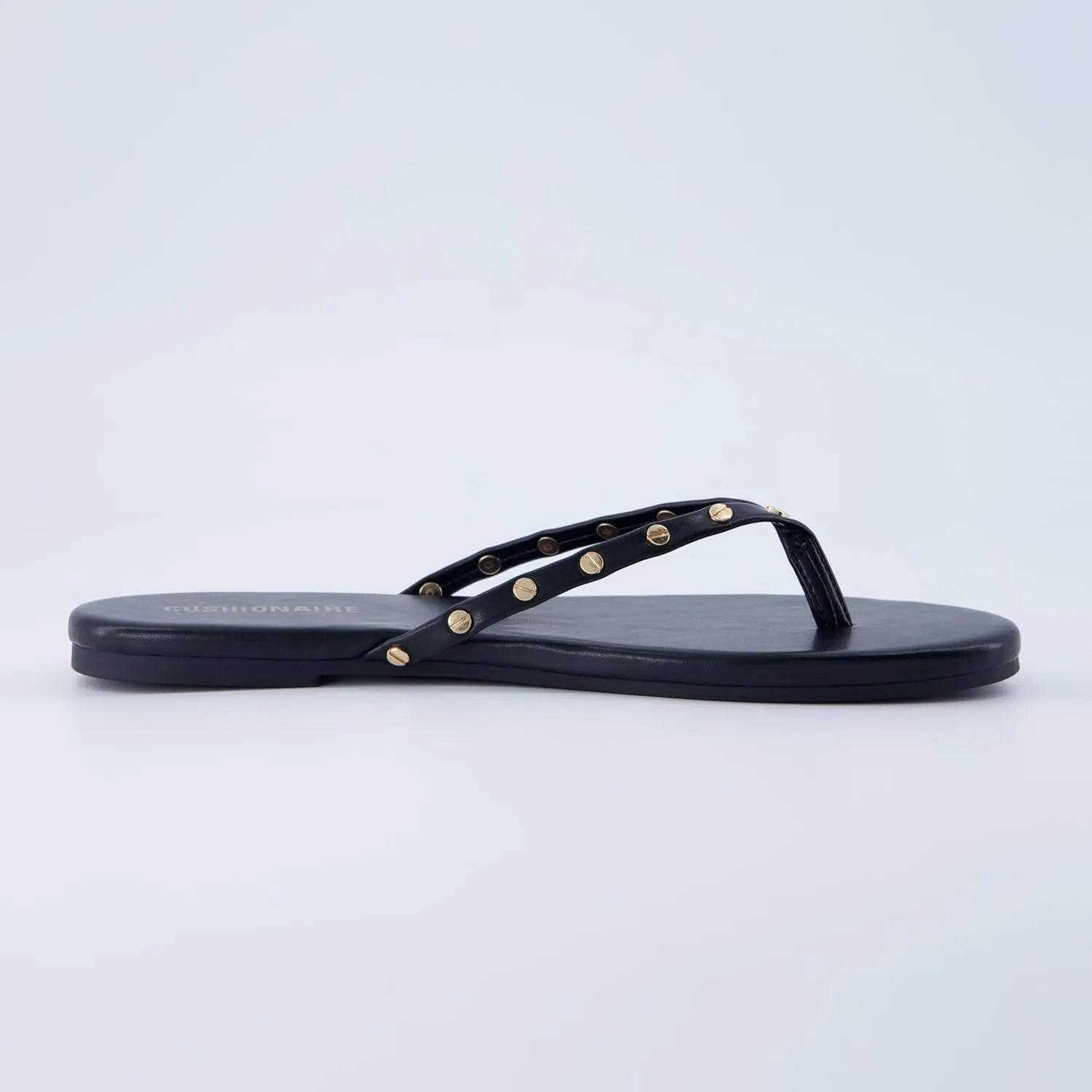 CUSHIONAIRE Confetti Women’s Studded Flip Flop Sandal – Slip-On Thong with Memory Foam & Stylish Rivet Strap