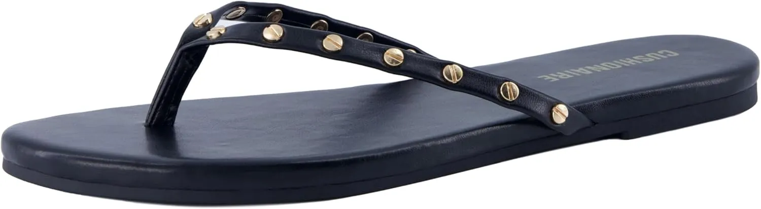 CUSHIONAIRE Confetti Women’s Studded Flip Flop Sandal – Slip-On Thong with Memory Foam & Stylish Rivet Strap