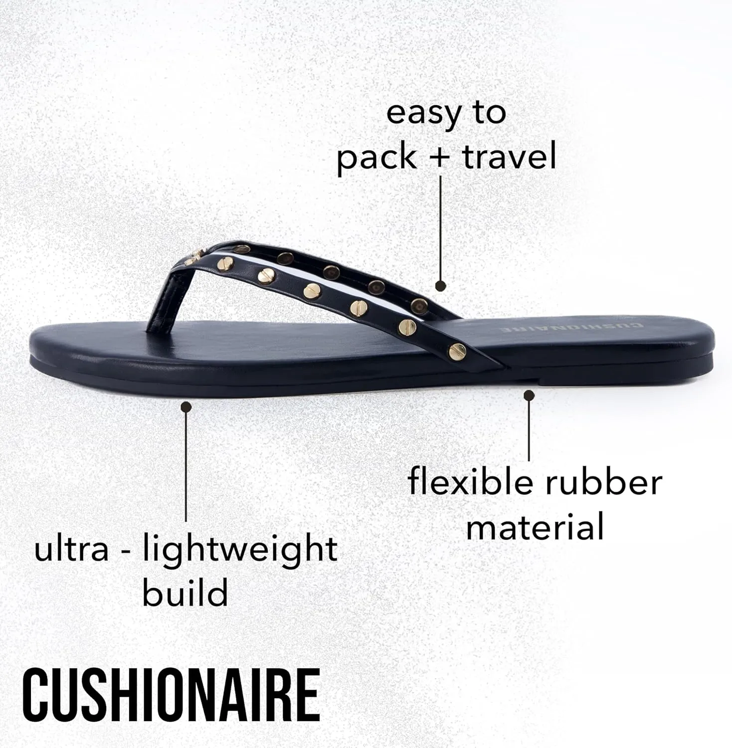 CUSHIONAIRE Confetti Women’s Studded Flip Flop Sandal – Slip-On Thong with Memory Foam & Stylish Rivet Strap
