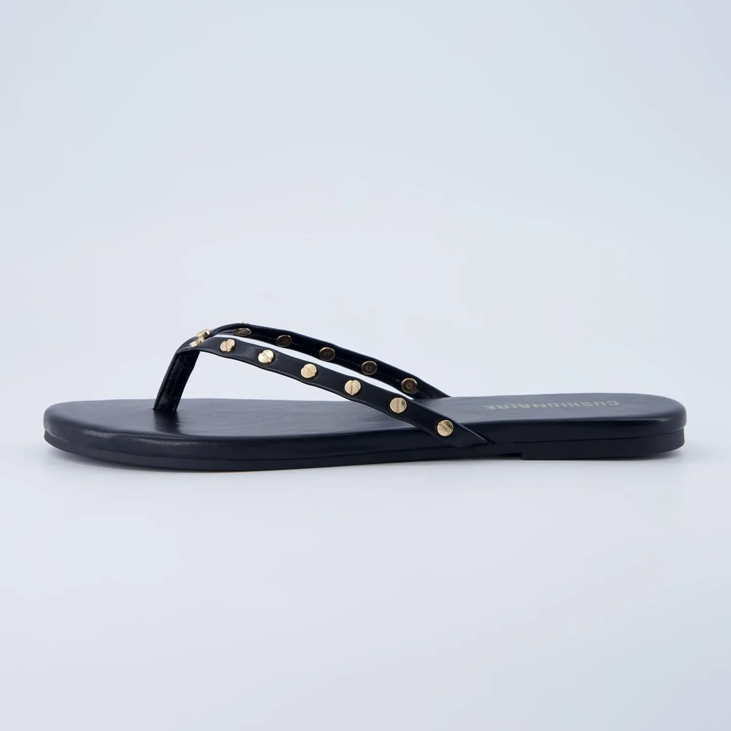 CUSHIONAIRE Confetti Women’s Studded Flip Flop Sandal – Slip-On Thong with Memory Foam & Stylish Rivet Strap