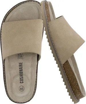 CUSHIONAIRE Ritual Women’s Slide Sandal – Suede Slip-On with Cork Footbed, Contoured Insole & Flexible Lightweight Outsole