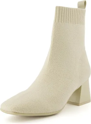 CUSHIONAIRE Women's Milo Stretch Ankle Sock Boot – Soft Knit Upper, Memory Foam Padding, Lightweight 1.75" Heel, Wide Widths Available