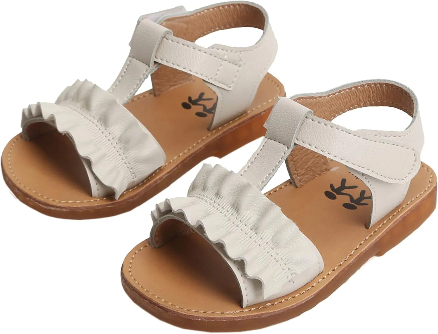 DADAWEN Girl's Summer Beach Water Sandals Soft Sole T-Strap Flat Sandal (Toddler/Little Kid)