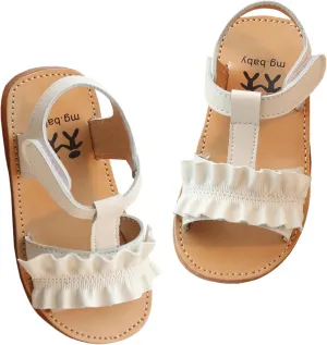 DADAWEN Girl's Summer Beach Water Sandals Soft Sole T-Strap Flat Sandal (Toddler/Little Kid)