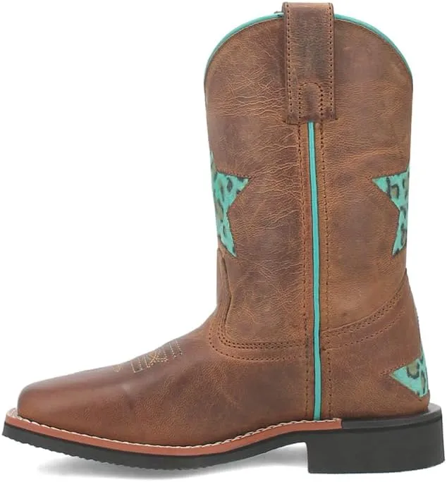 Dan Post Boots Kids Girls Starr Tooled Inlay Leopard Square Toe Casual Boots Mid Calf - Brown