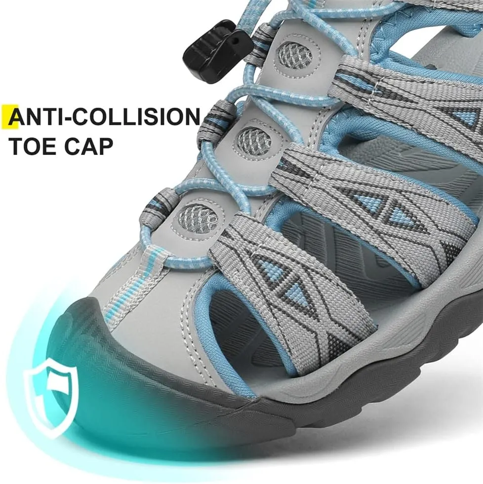 Dannto Women's Sport Hiking Sandals Closed Toe Outdoor Athletic Walking Sandal Lightweight Summer Water Shoes
