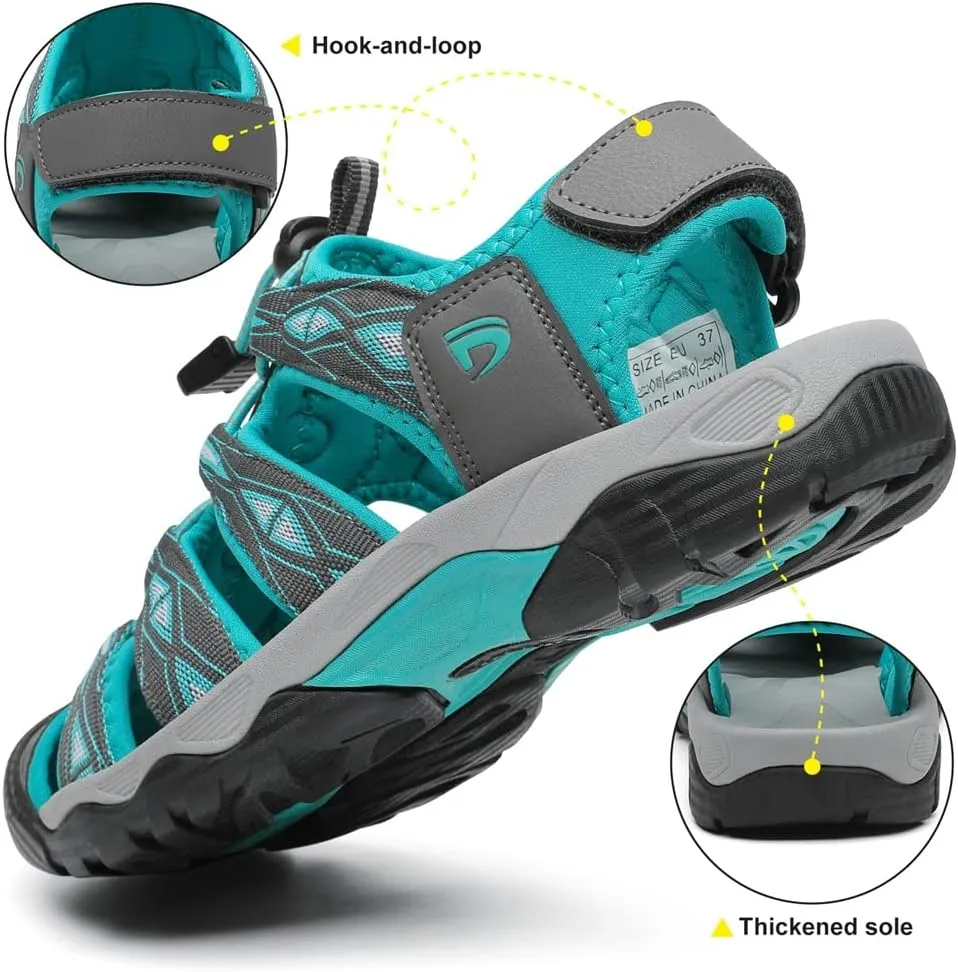 Dannto Women's Sport Hiking Sandals Closed Toe Outdoor Athletic Walking Sandal Lightweight Summer Water Shoes