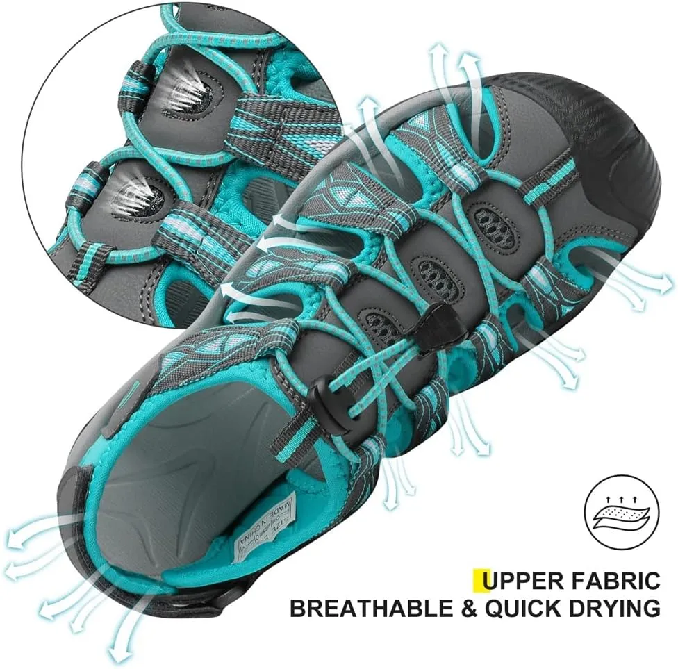 Dannto Women's Sport Hiking Sandals Closed Toe Outdoor Athletic Walking Sandal Lightweight Summer Water Shoes