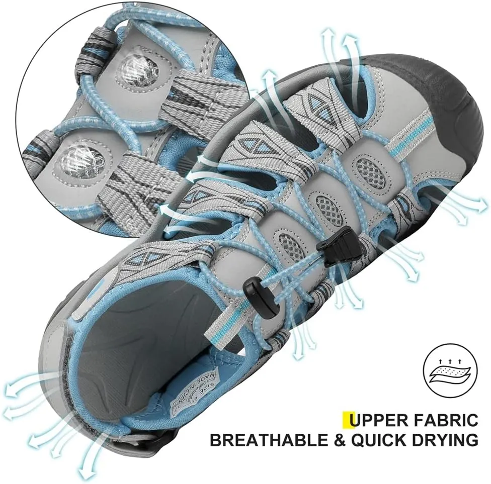 Dannto Women's Sport Hiking Sandals Closed Toe Outdoor Athletic Walking Sandal Lightweight Summer Water Shoes