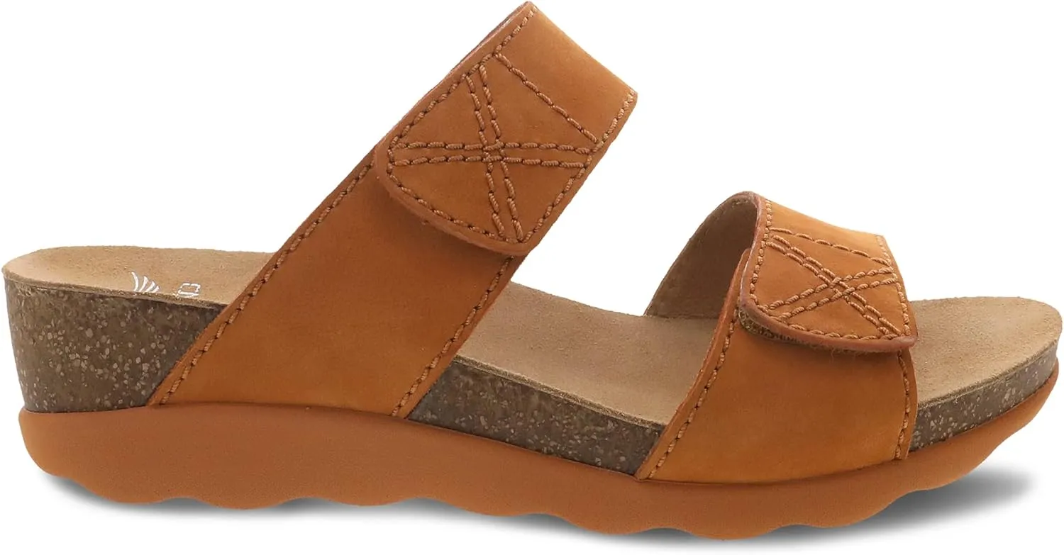 Dansko Maddy Slip-On Wedge Sandal for Women –Comfortable Wedge Shoes with Arch Support –Fully Adjustable Straps with Hook & Loop Closure–Versatile Casual to Dressy Footwear –Lightweight Rubber Outsole