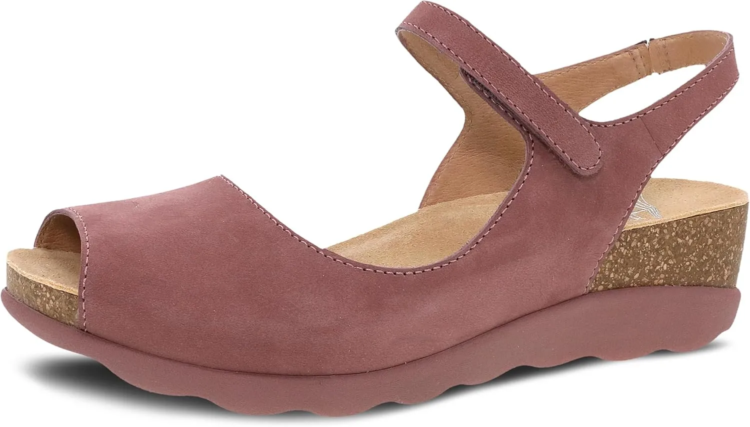 Dansko Marcy Slip-On Wedge Sandal for Women - Comfortable Wedge Shoes with Arch Support -Adjustable Hook & Loop Strap - Versatile Casual to Dressy Footwear - Lightweight Rubber Outsole