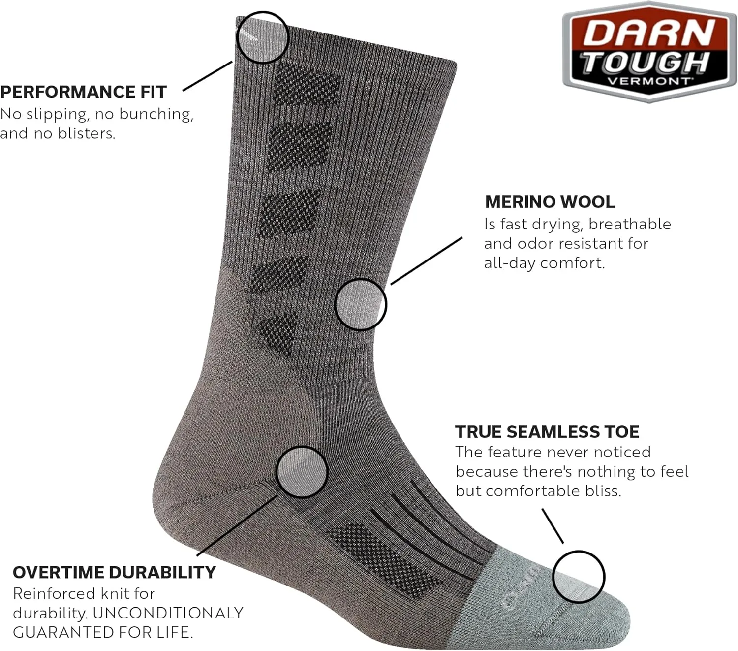 Darn Tough Vermont Emma Claire Boot Lightweight Merino Wool Cushion Hiking Socks for Women, Warm Work Socks, Style 2208