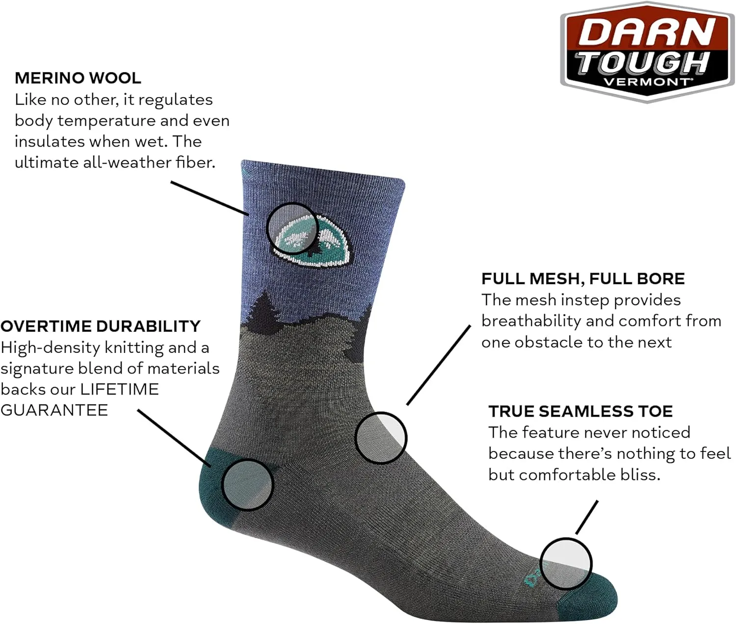 Darn Tough Vermont PCT Micro Crew Lightweight with Cushion