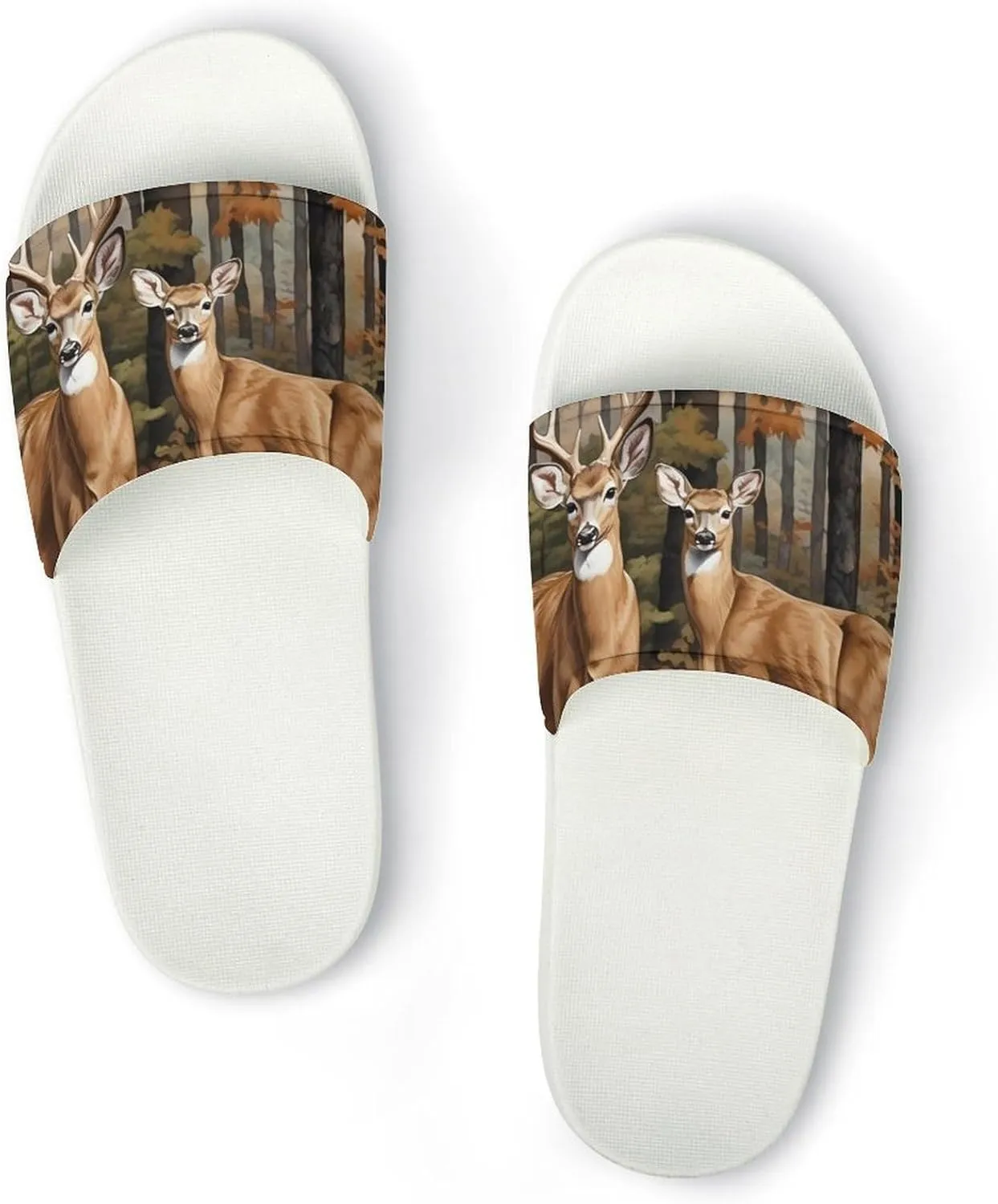Deer in The Forests Women's House Sandals Non Slide Bathroom Beach Slippers for Men