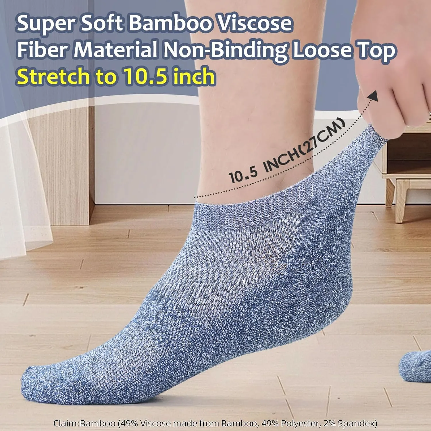 Diabetic Bamboo Socks for Men and Women,5 Pairs Non-Binding Low Cut Diabetic Socks,Loose Socks Size 5-13